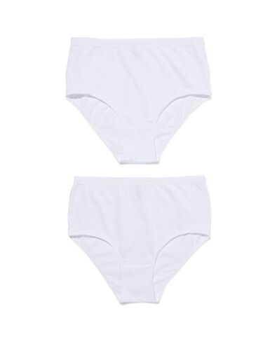 2 slips femme taille haute coton stretch blanc M - 19670926 - HEMA