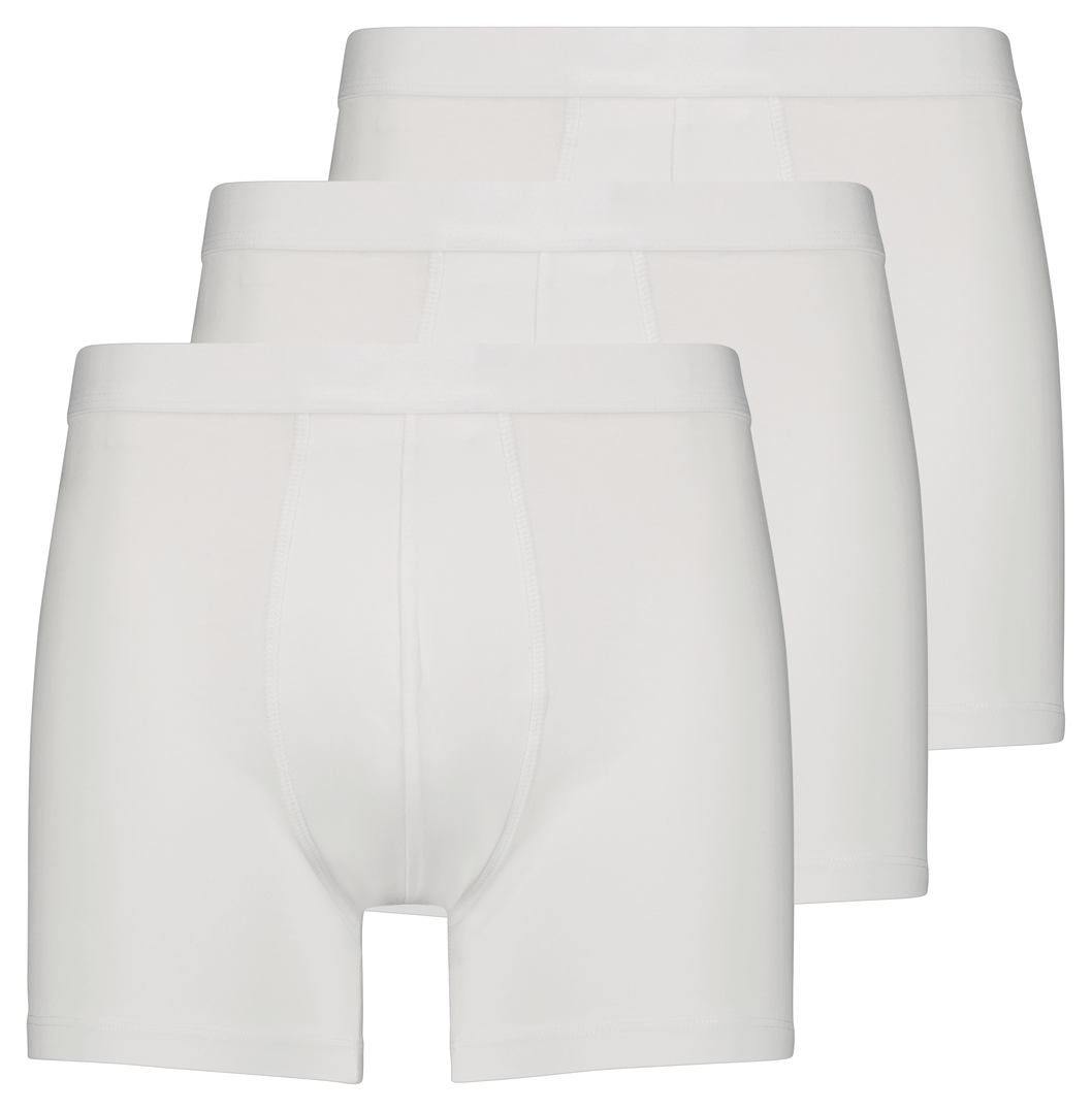 3 boxers homme modèle long coton/stretch blanc blanc - 1000028337 - HEMA