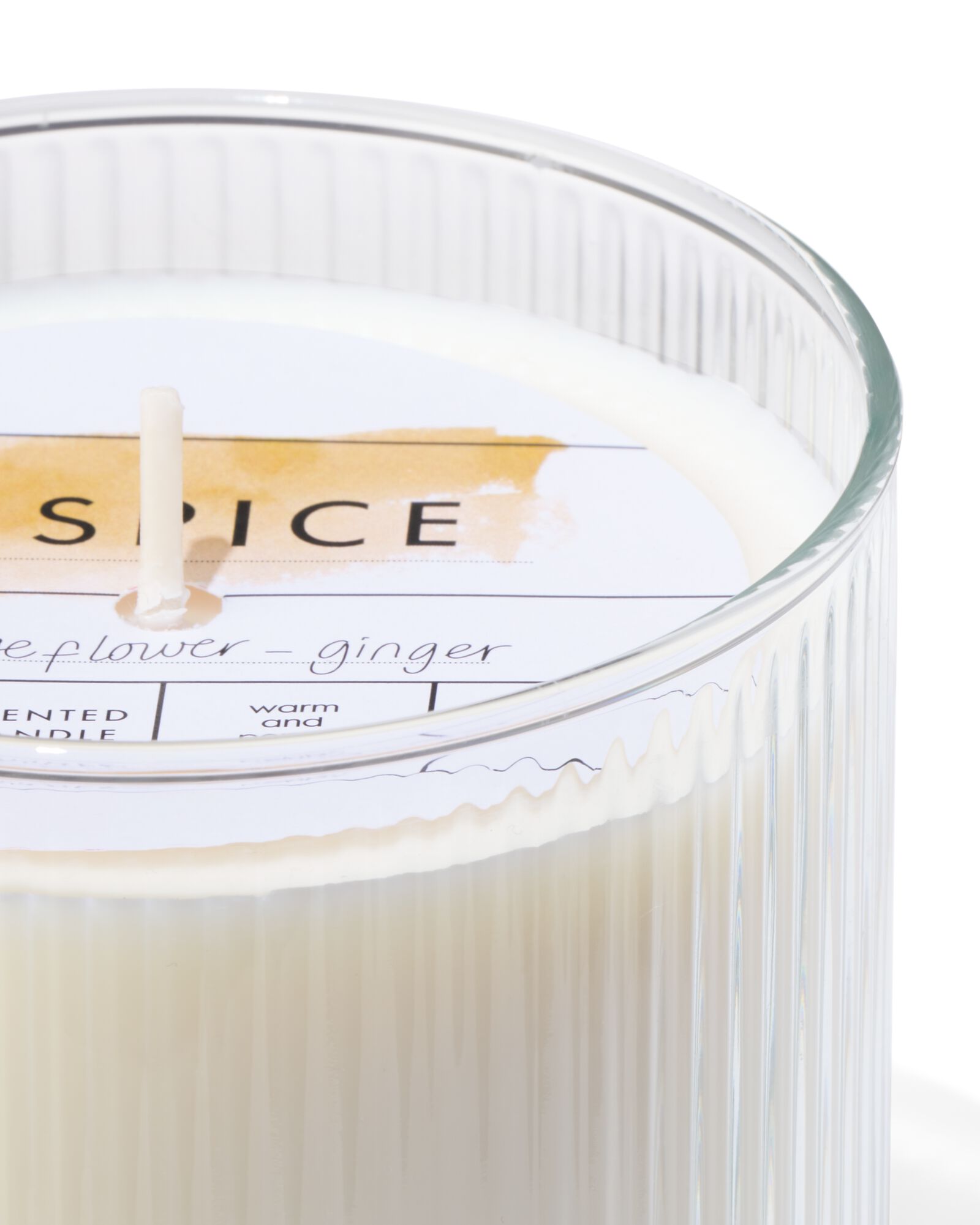 bougie parfum&eacute;e en verre nervur&eacute; &Oslash;10x10 &eacute;pice - 13502386 - HEMA