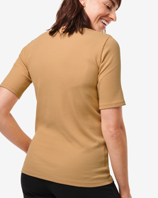 t-shirt femme Clara côtelé beige beige - 1000029596 - HEMA