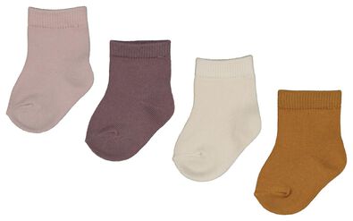 4 paires de chaussettes bébé côtelé violet - 1000021266 - HEMA