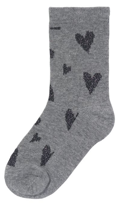 5 paires de chaussettes enfant avec coton gris chiné 35/38 - 4380074 - HEMA