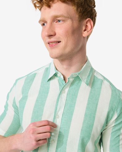 chemise homme avec lin rayures beige XL - 2114723 - HEMA