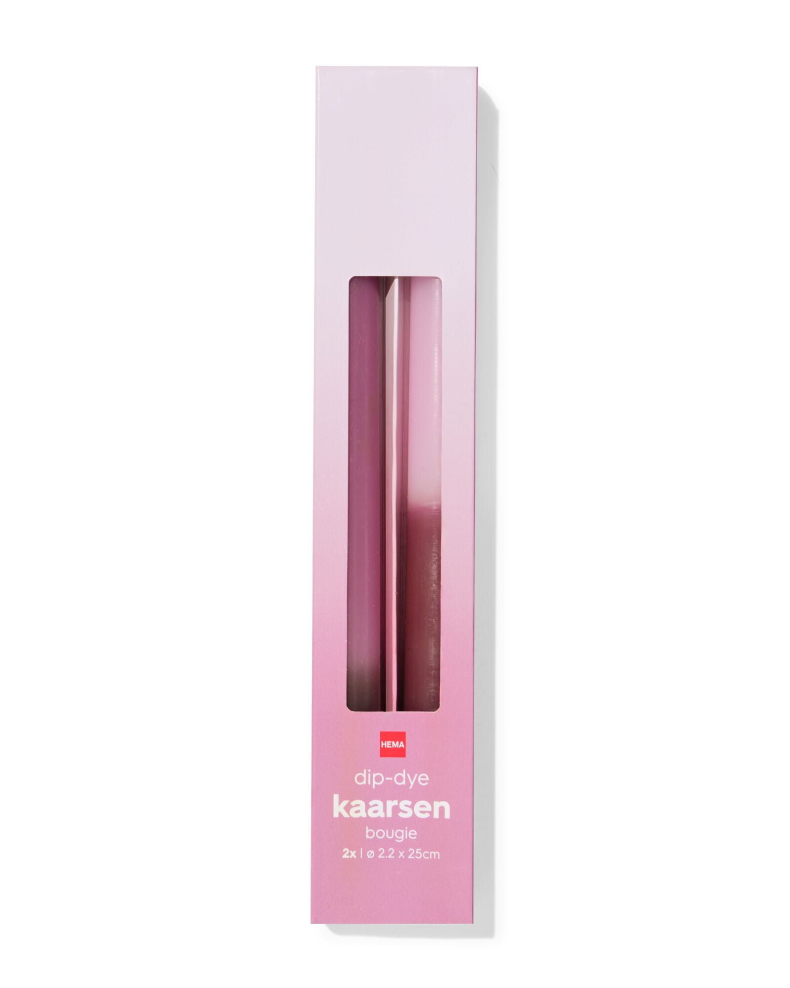 bougies longues ⌀2,2x25cm d&eacute;grad&eacute; de couleurs rose - 2 pi&egrave;ces - 13506130 - HEMA