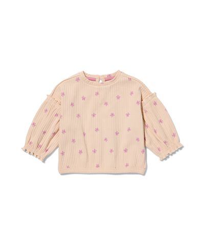 Baby-Sweatshirt, gerippt, Blumen sandfarben 92 - 33001056 - HEMA