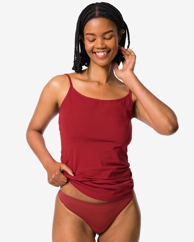 Nahtloser Damenstring aus Mikrofaser dunkelrot - 19601634DARKRED - HEMA