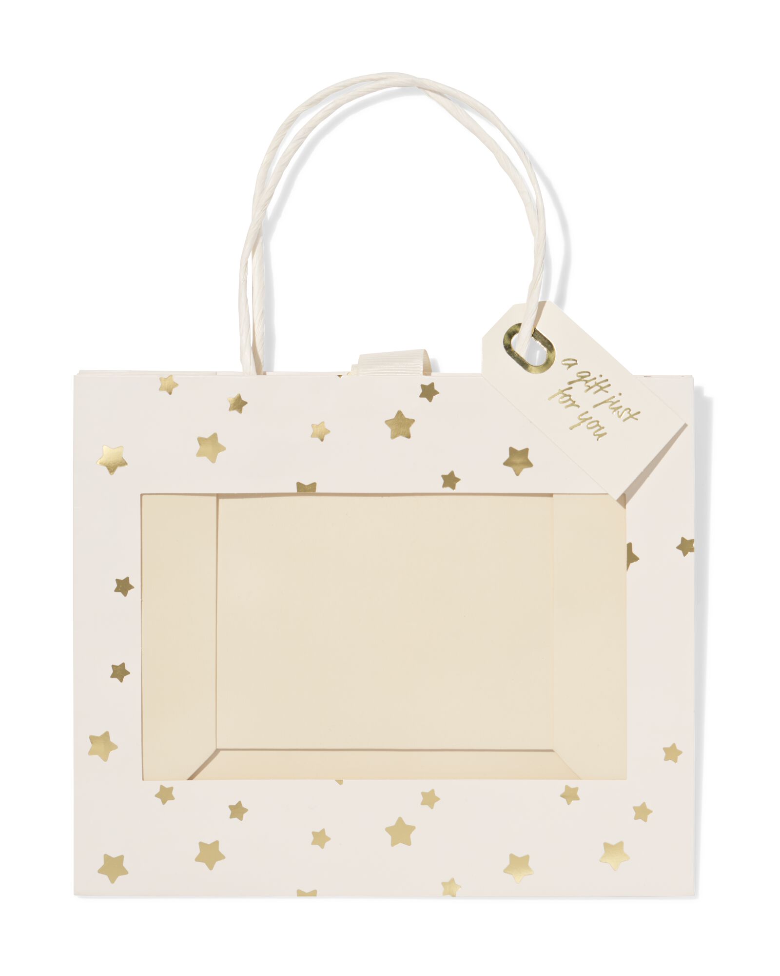 cadeautas 24x11x20cm sterren met venster goud   - 61100299 - HEMA