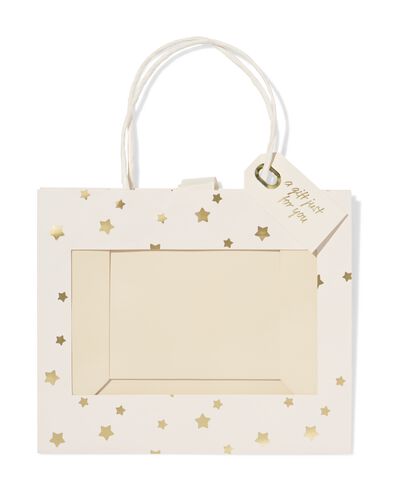 cadeautas 24x11x20cm sterren met venster goud   - 61100299 - HEMA