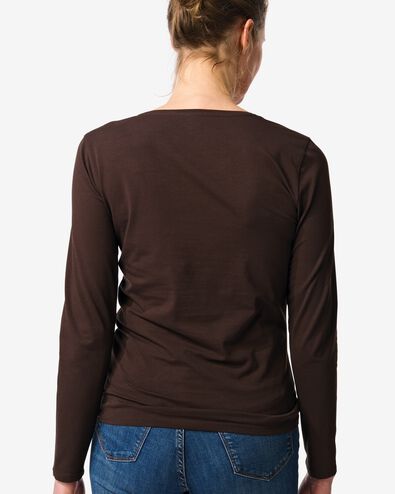 dames T-shirt slim fit o-hals bruin bruin - 36310370BROWN - HEMA