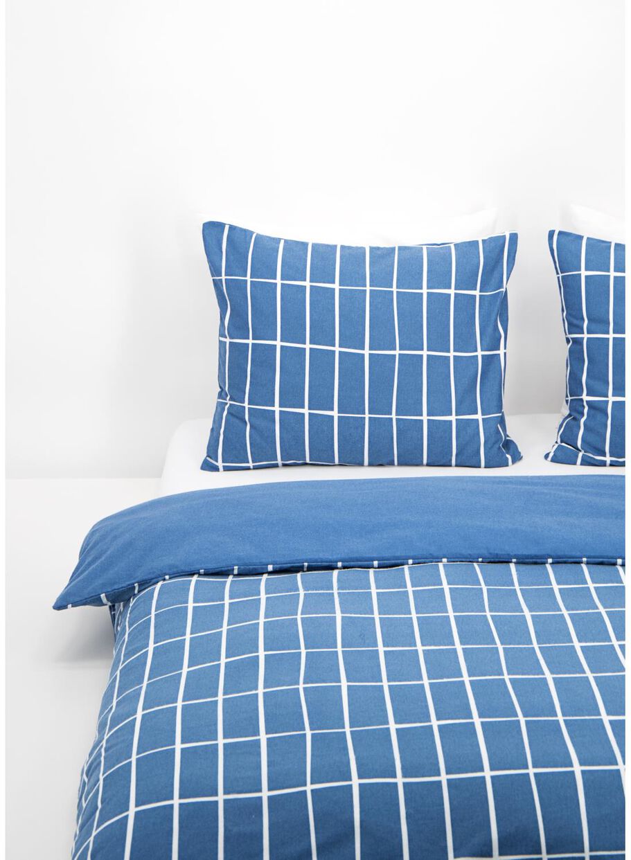 dekbedovertrek flanel ruit blauw hema