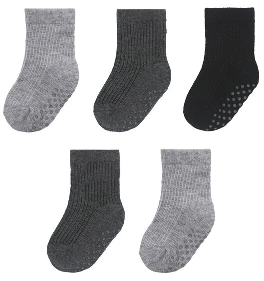 5 paires de chaussettes bébé avec coton gris gris - 1000028755 - HEMA