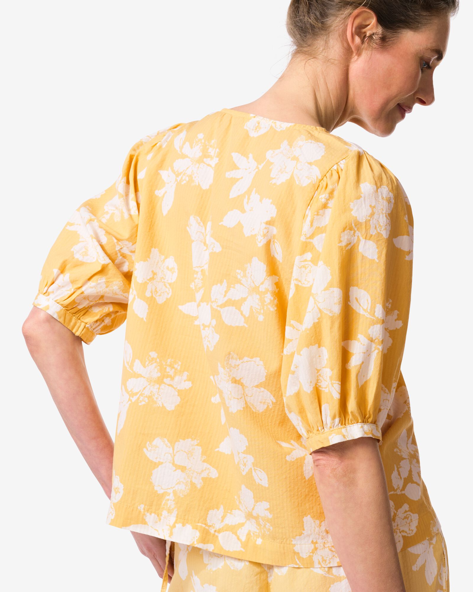 chemisier femme Taylor seersucker fleurs p&ecirc;che p&ecirc;che - 36203780PEACH - HEMA