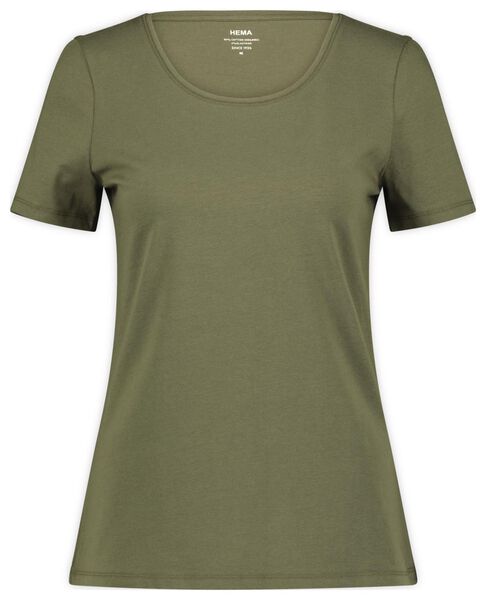 Damen-T-Shirt olivgrün S - 36314781 - HEMA