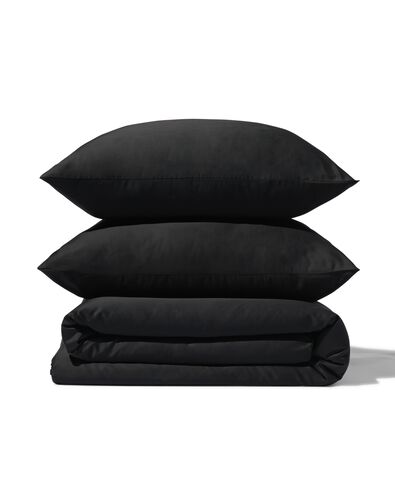 housse de couette 200x200/220cm satin noir - 5790274 - HEMA