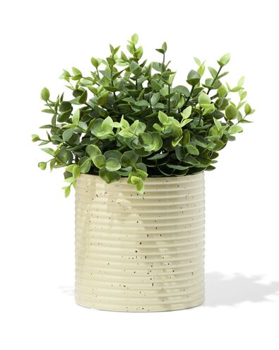bloempot ⌀13x13.4cm keramiek strepen bruin - 13325076 - HEMA