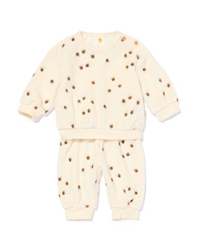 newborn kledingset velours bijen ecru - 33438920ECRU - HEMA