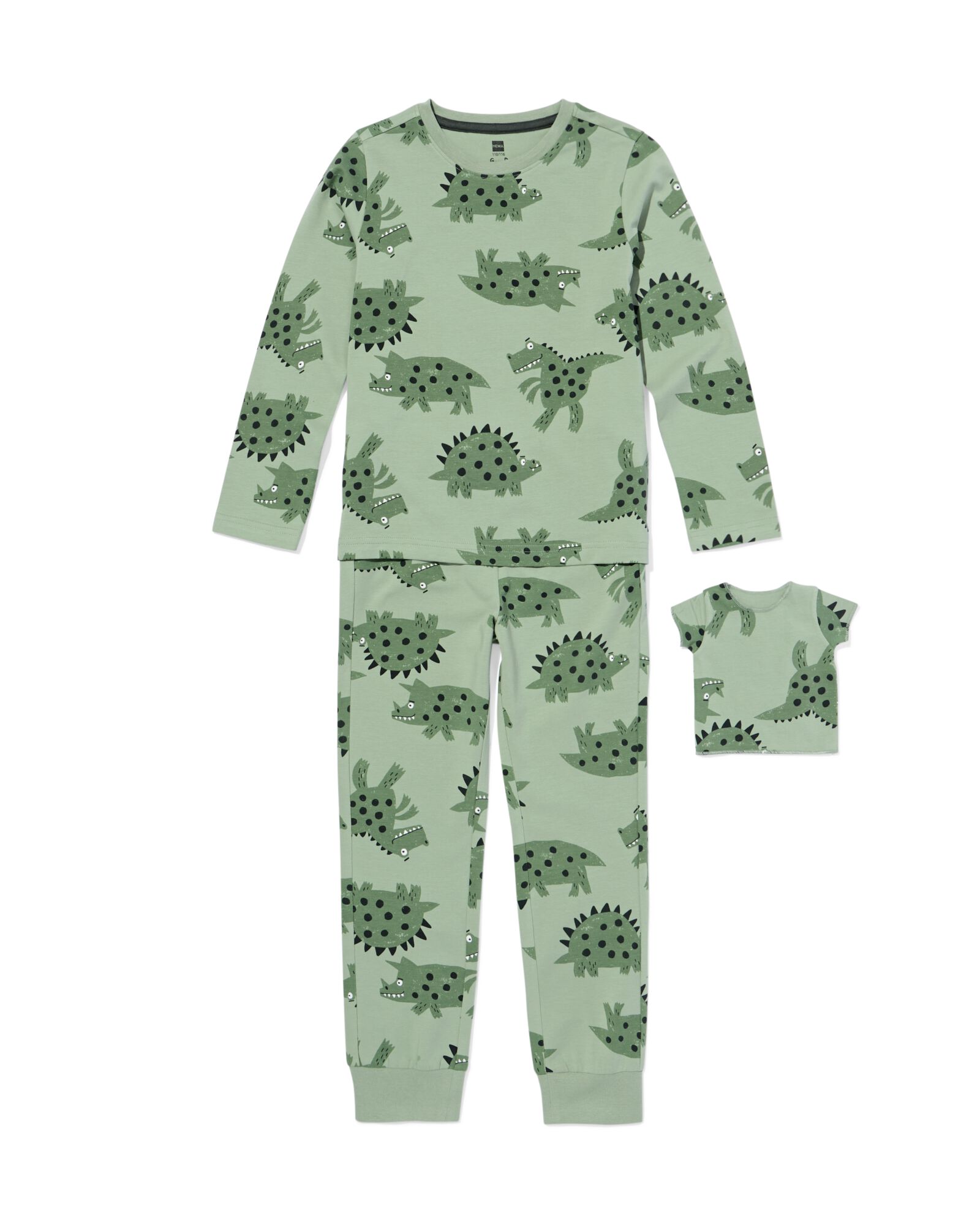 pyjama dinosaure enfant avec pyjama doudou vert fonc&eacute; - 23000350DARKGREEN - HEMA