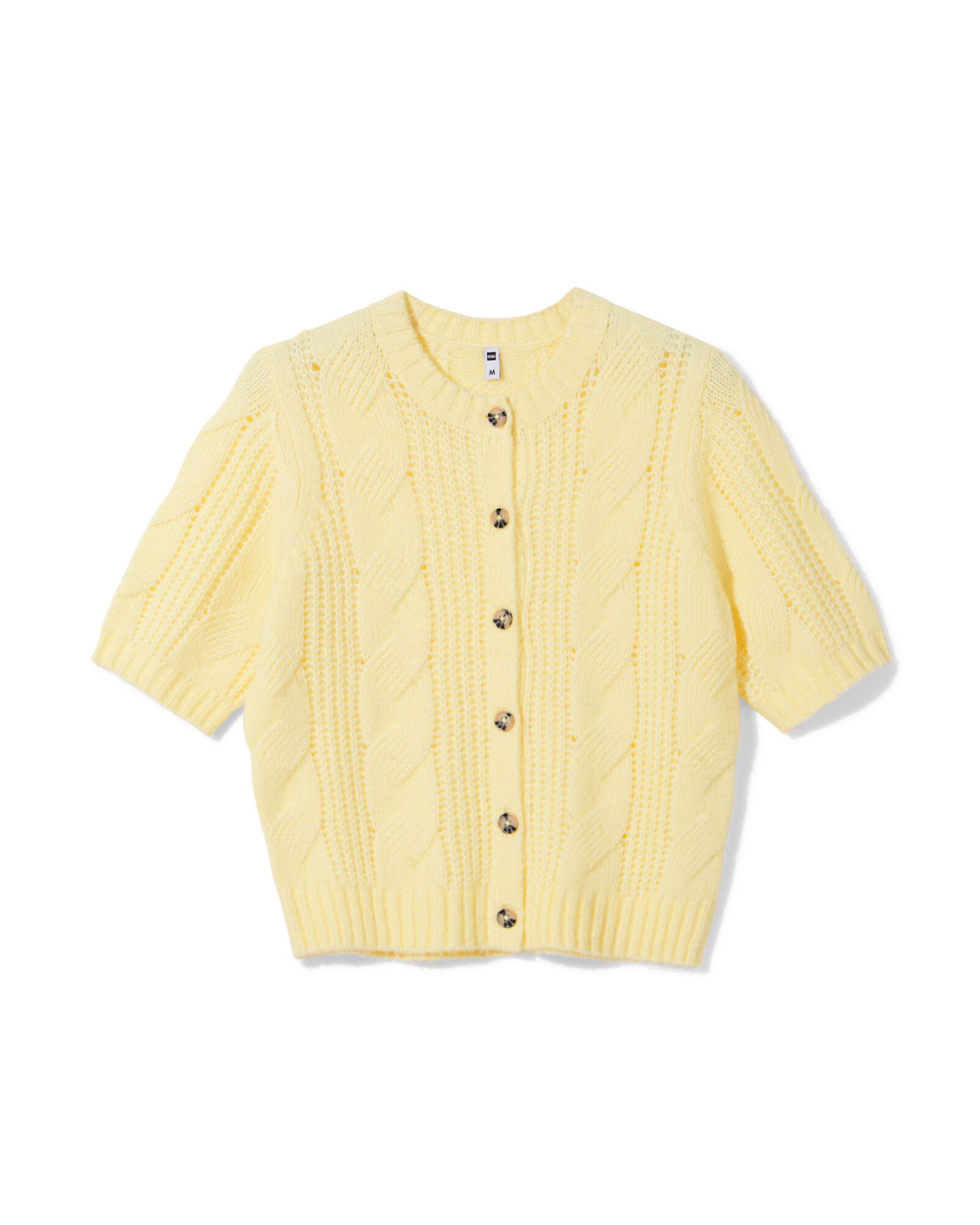 Damenstrickjacke Foxi, Feinstrick-Zopfmuster gelb - 36207340YELLOW - HEMA