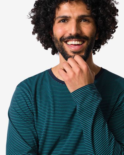 pyjama homme Jesse jersey rayures bleu fonc&eacute; bleu fonc&eacute; - 23686660DARKBLUE - HEMA