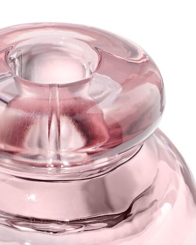 2-in-1 kandelaar 8.5x10cm glas transparant roze - 13325025 - HEMA