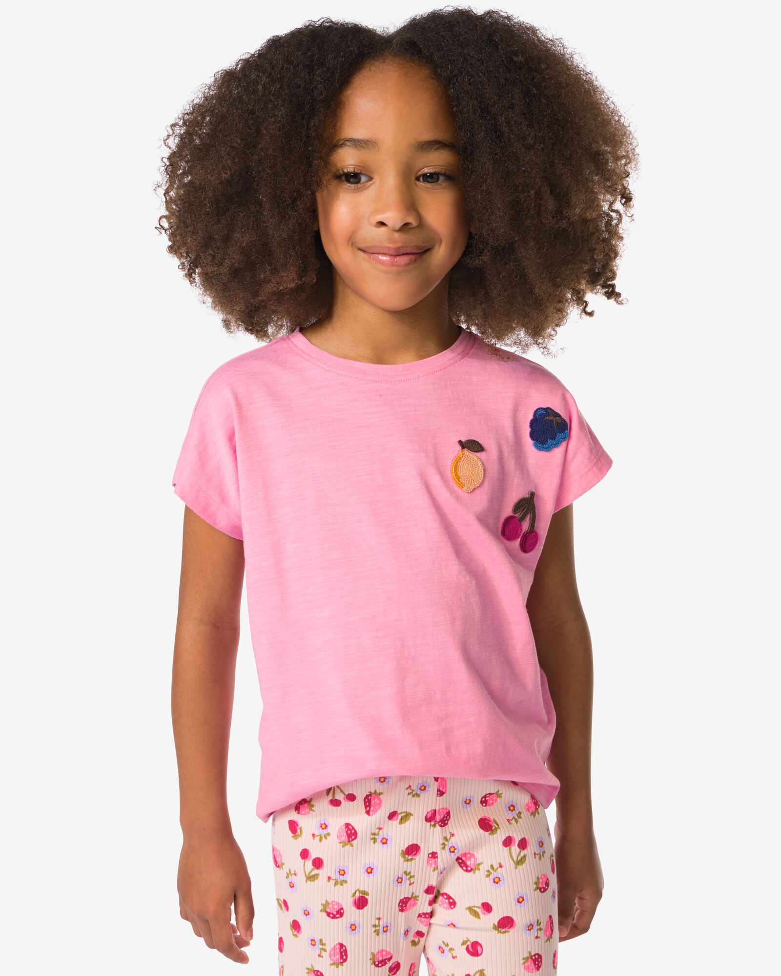kinder T-shirt jersey fruit roze roze - 30843070PINK - HEMA