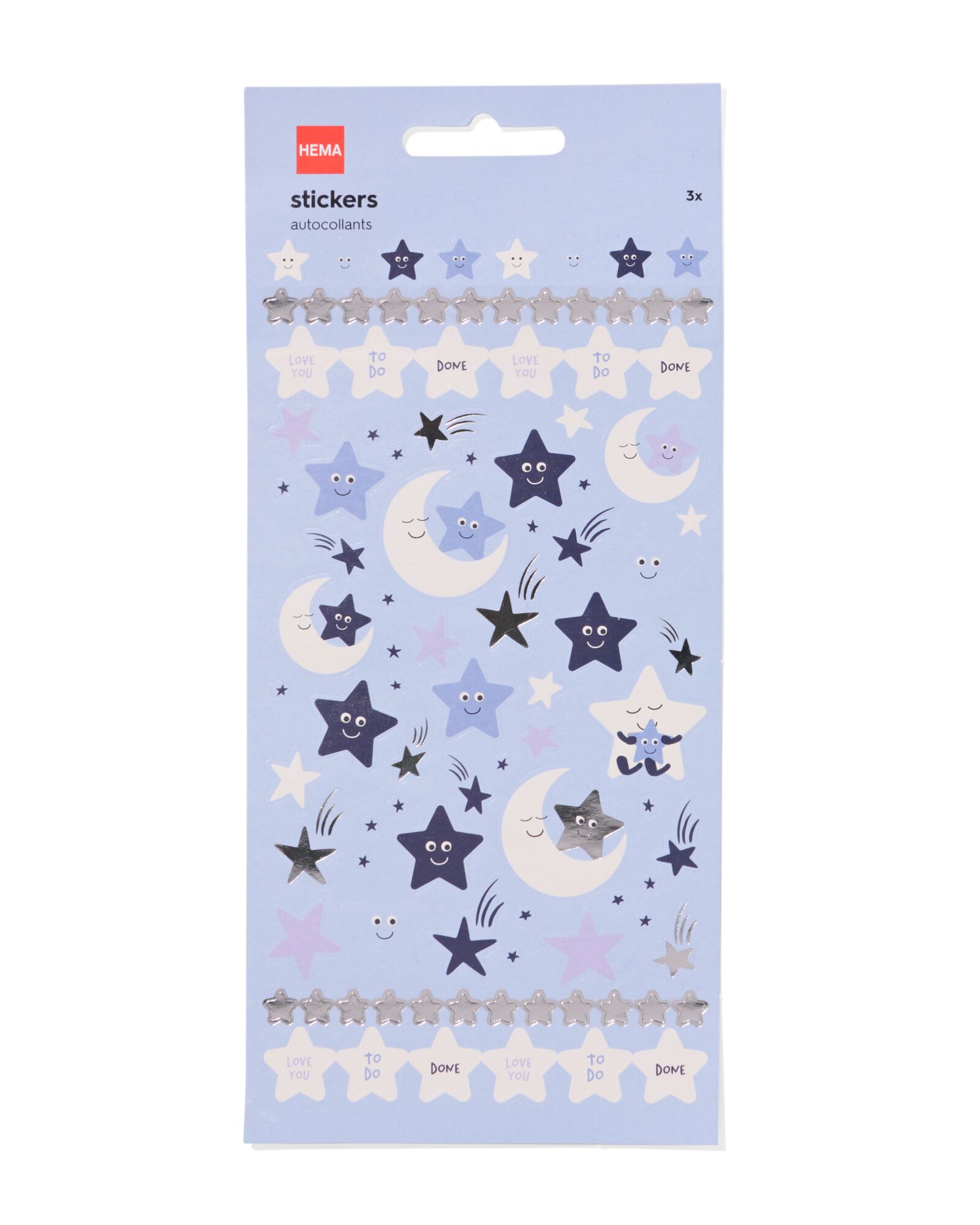 stickervellen 22x10 cm sterren - 3 stuks   - 14100380 - HEMA