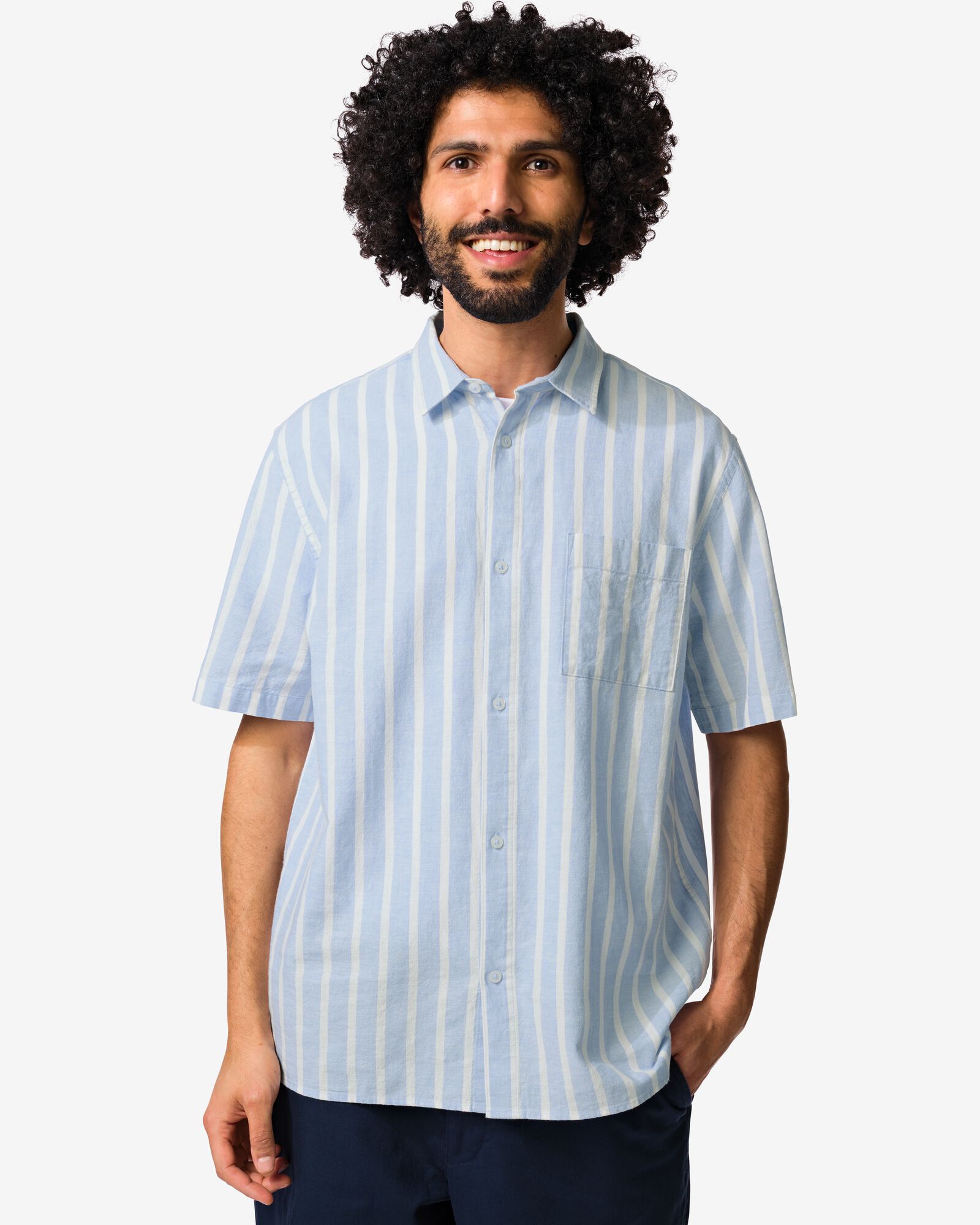 chemise homme Lenny rayures bleu clair bleu clair - 2133140LIGHTBLUE - HEMA