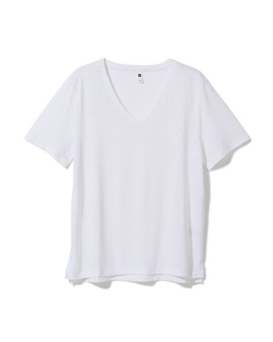 dames t-shirt Char met linnen wit S - 36269781 - HEMA
