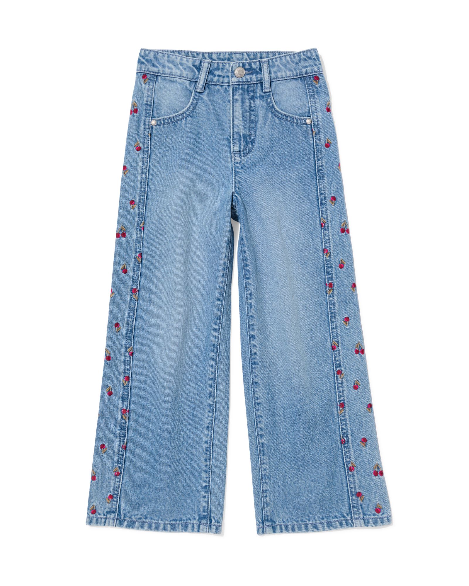 Kinderjeans weit, Fruchtaufdruck mittelblau - 30839004MIDBLUE - HEMA