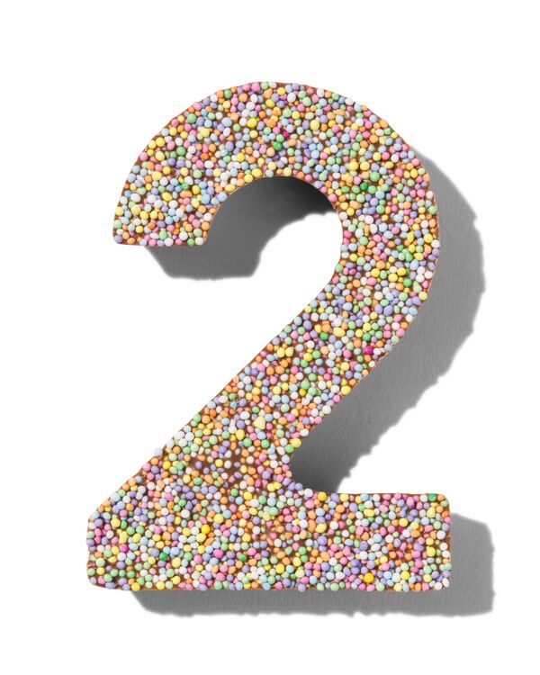 chiffre de f&ecirc;te 2 en chocolat avec perles multicolores - 10360003 - HEMA