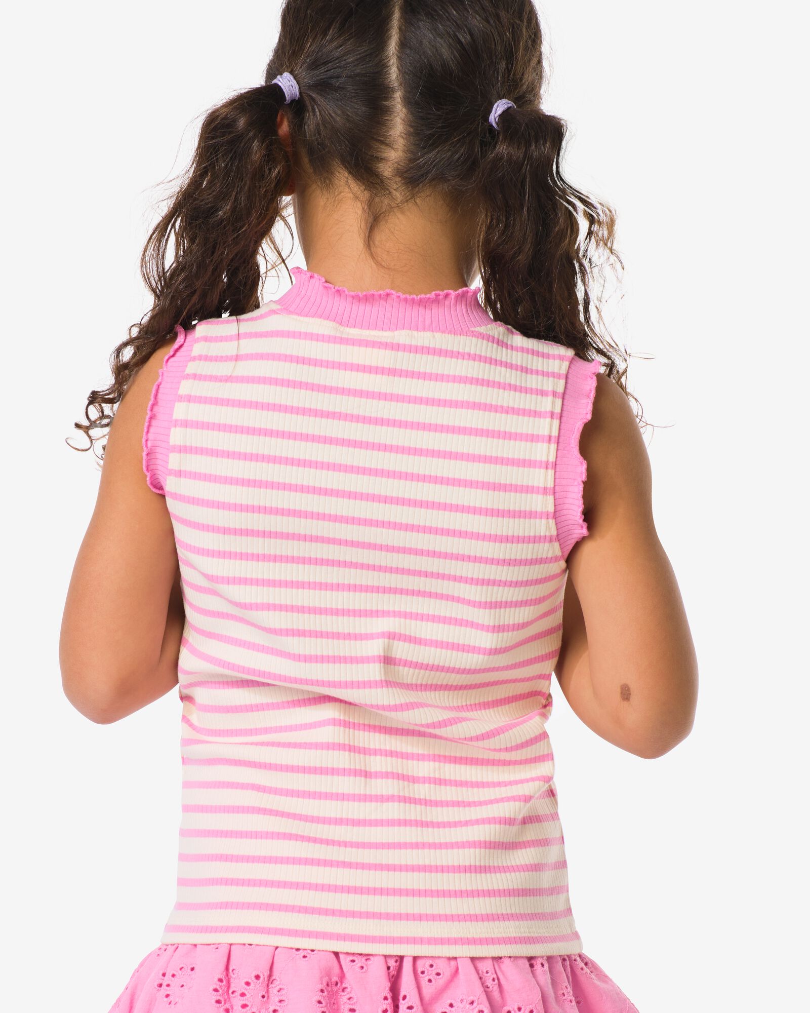 maillot de corps enfant c&ocirc;tel&eacute; rayures fleurs rose rose - 30827214PINK - HEMA