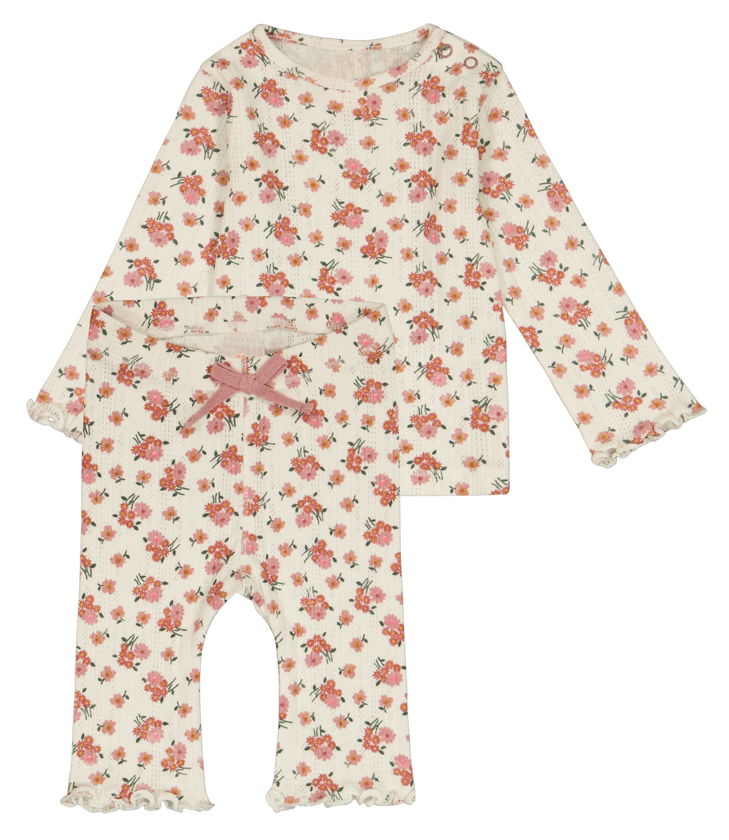 Neugeborenen-Set T-Shirt und Hose mit Blumen eierschalenfarben eierschalenfarben - 1000028248 - HEMA