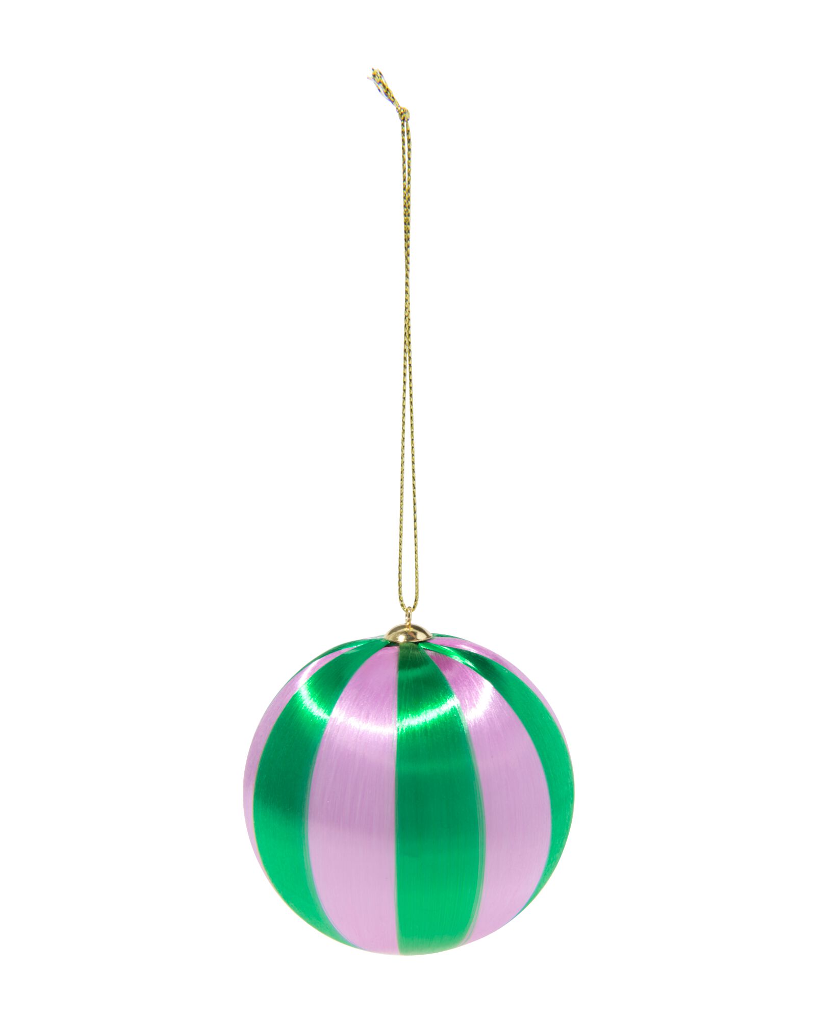 boule de Noël 6,9cm satin rayures lilas-vert - 25101447 - HEMA