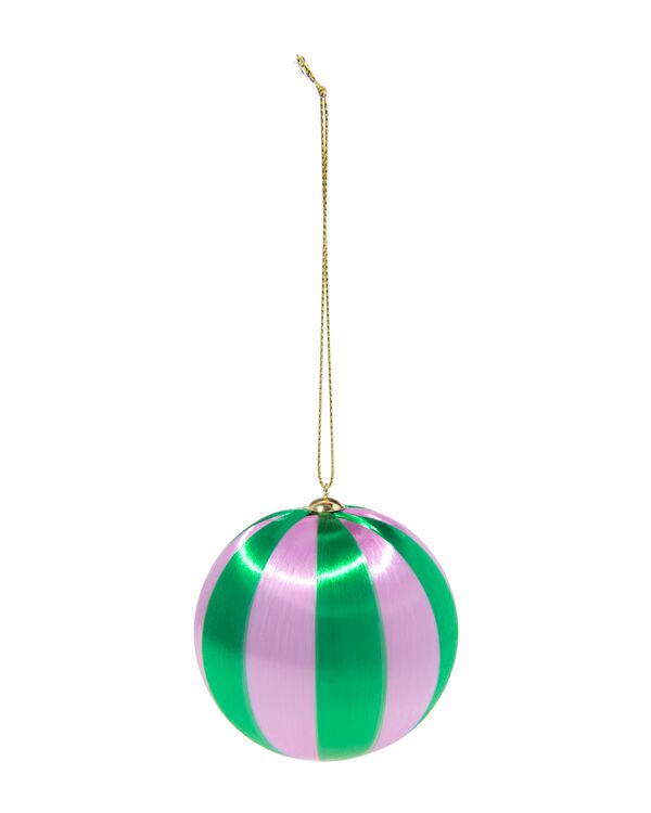 Christbaumkugel, 6,9 cm, Satin, gestreift, Lila-Grün - 25101447 - HEMA
