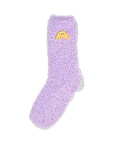 chaussettes d'int&eacute;rieur taille 36-41 peluche croissant lilas - 61100308 - HEMA