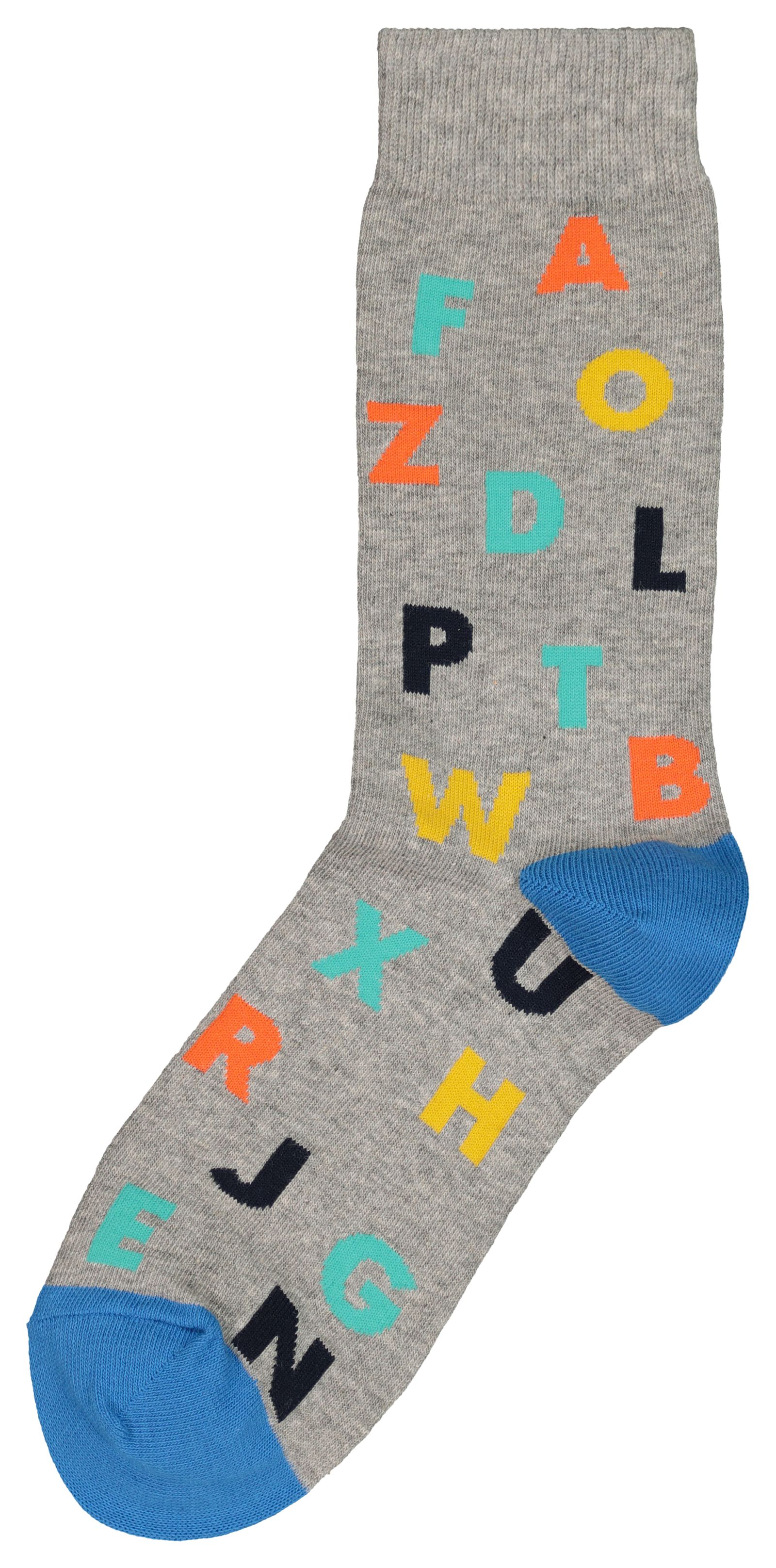 chaussettes pointure 43-46 avec lettre gris - HEMA