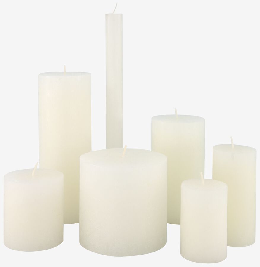Kerzen, rustikal weiß weiß - 1000015386 - HEMA