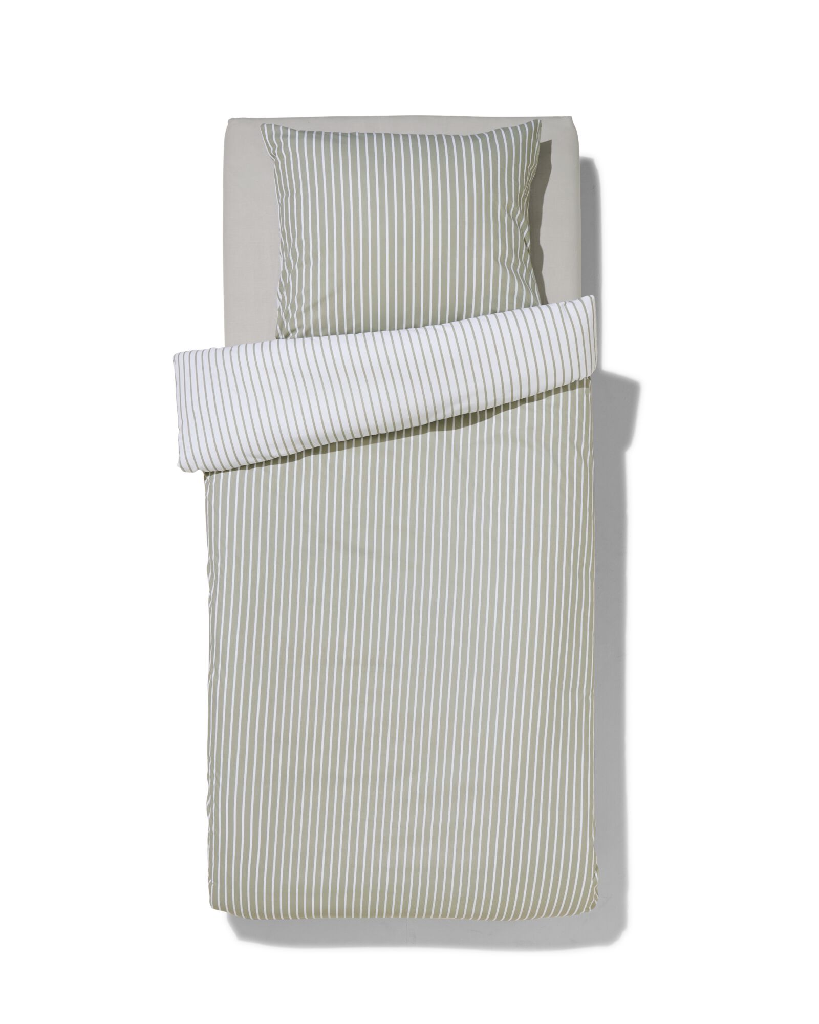 housse de couette 140x200/220cm coton doux ray&eacute; vert - 5790173 - HEMA