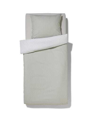 housse de couette 140x200/220cm coton doux ray&eacute; vert - 5790173 - HEMA