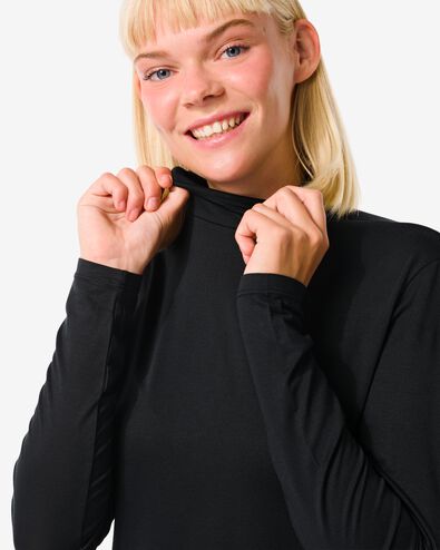 dames thermo shirt met col zwart L - 19640254 - HEMA