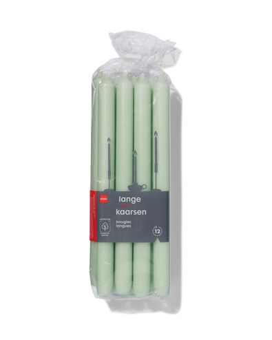 12 longues bougies dintérieur Ø2.2x29 vert clair - 1000015443 - HEMA