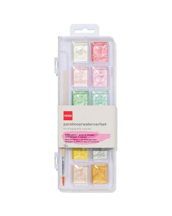 parelmoer waterverfset 12-delig - 60702805 - HEMA