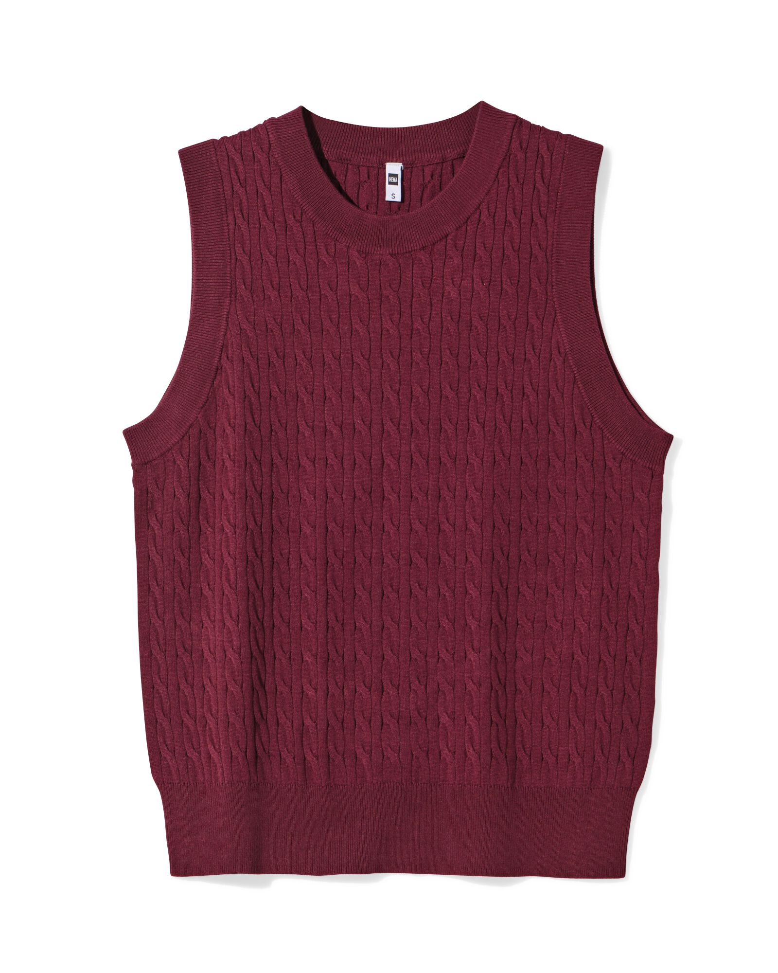 gilet femme &agrave; torsades Rosie bordeaux - 36201650BURGUNDYRED - HEMA
