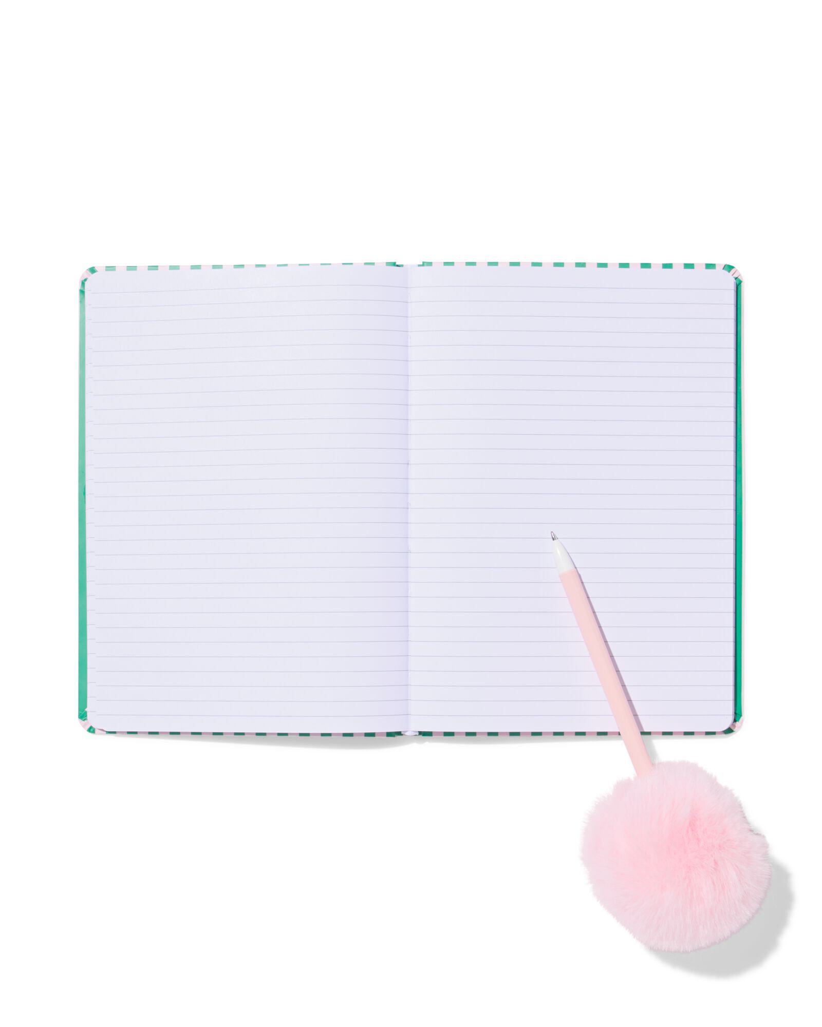 carnet vert-rose à rayures + stylo rose - 14100226 - HEMA