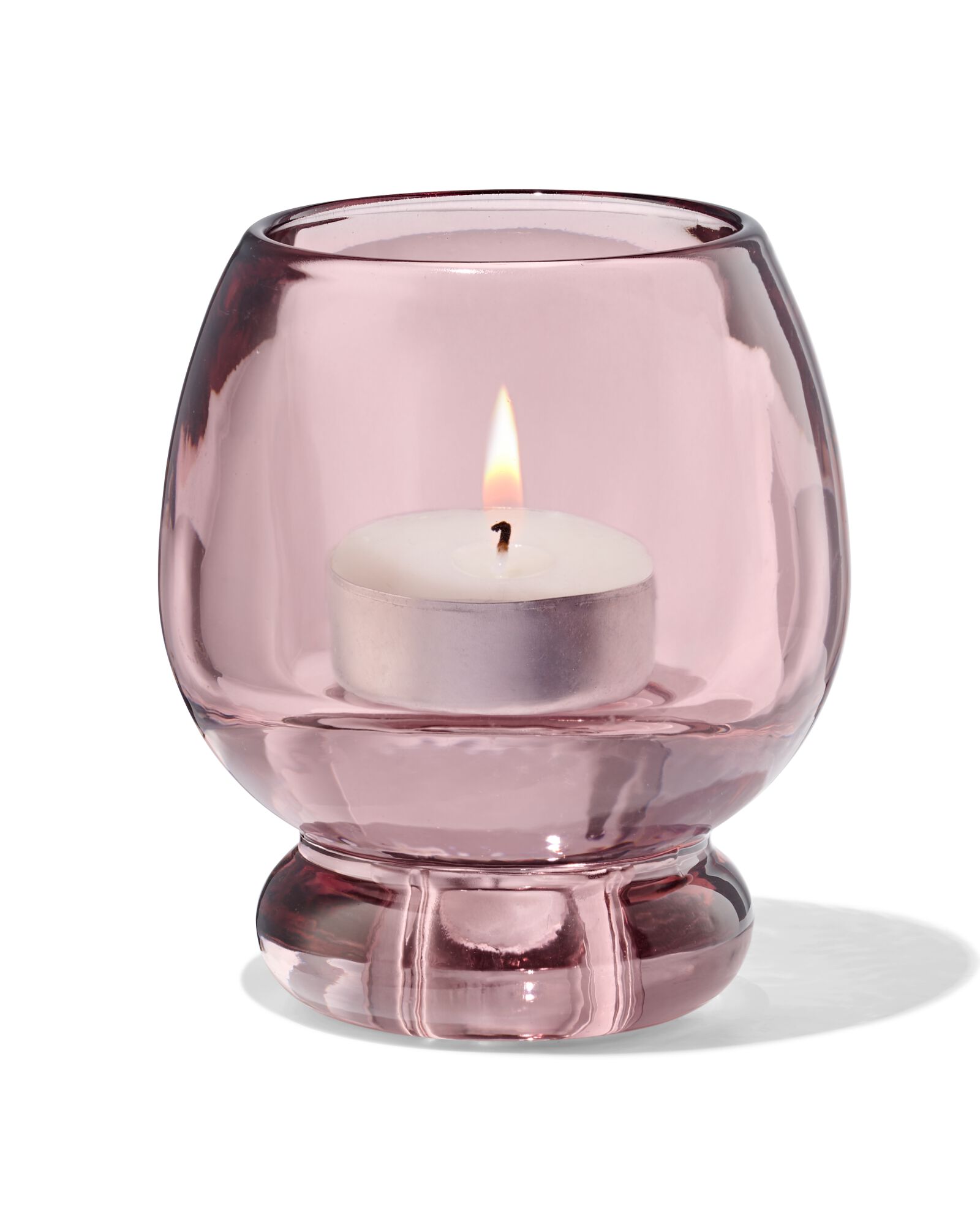 Bougeoir 2-en-1 8,5x10 cm verre transparent rose - 13325025 - HEMA