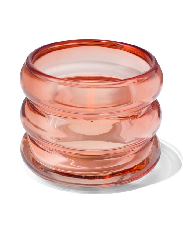 Teelichthalter, Glas mit Ringen, Ø 8 x 6 cm, orange - 13323114 - HEMA
