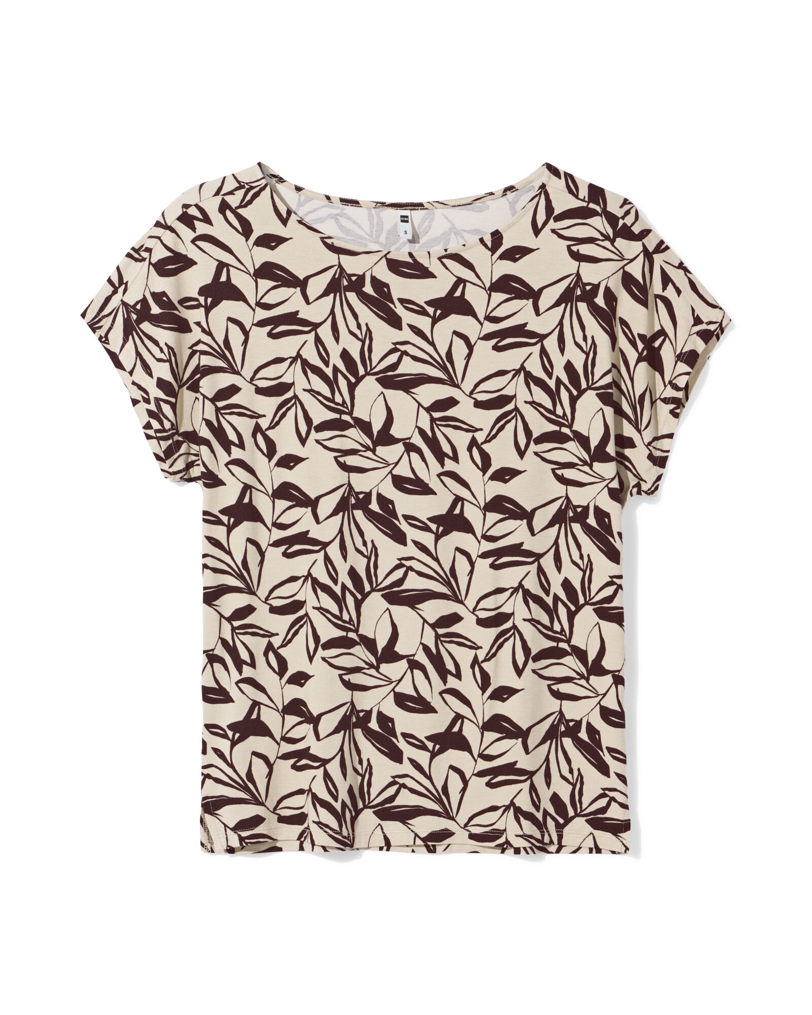 dames T-shirt Amelie jersey bladeren zand zand - 36303770SAND - HEMA