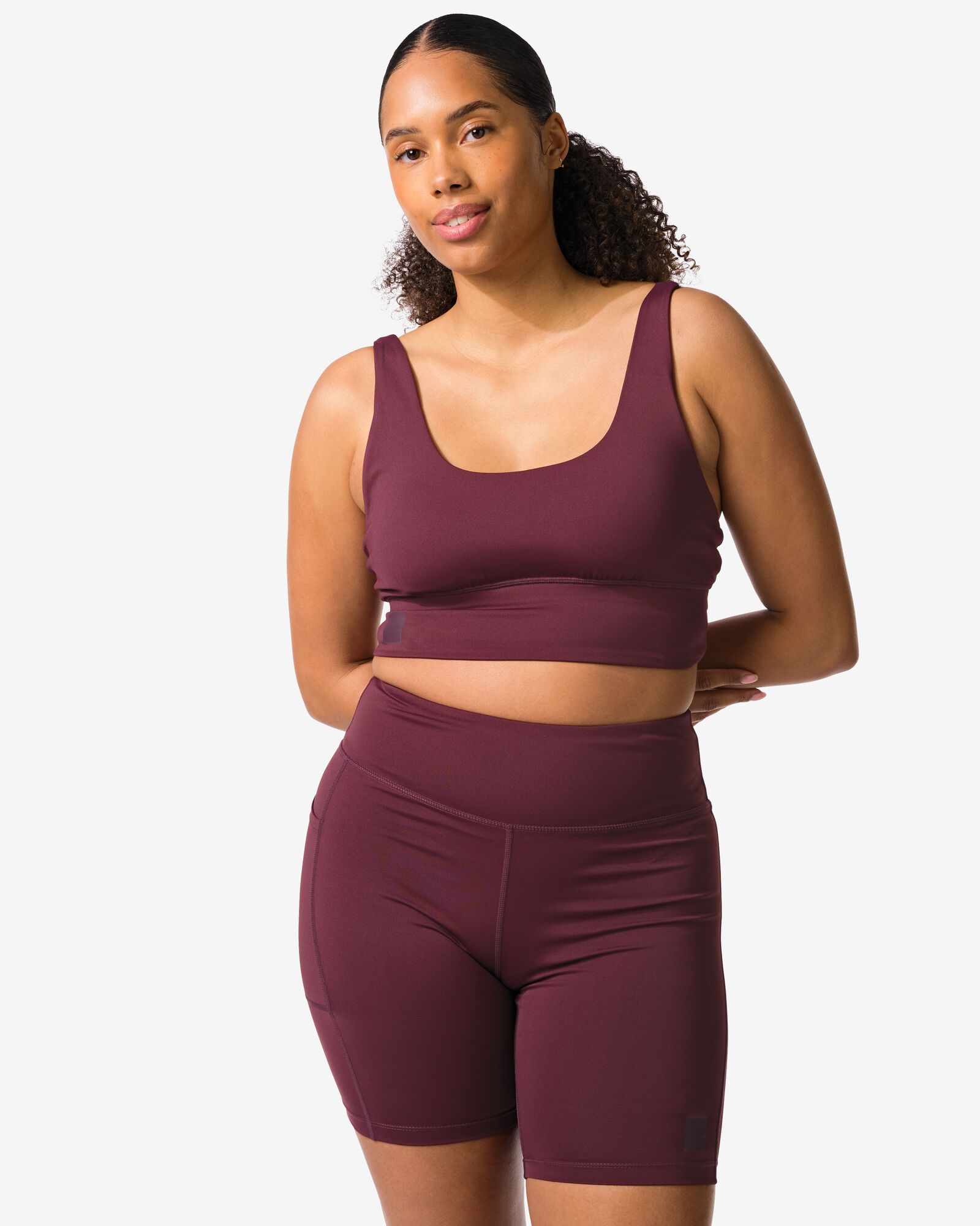 soutien-gorge sport maintien l&eacute;ger sans armatures bordeaux bordeaux - 21700346BURGUNDYRED - HEMA