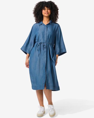 robe boutonnée pour femme Lila bleu moyen L - 36279573 - HEMA