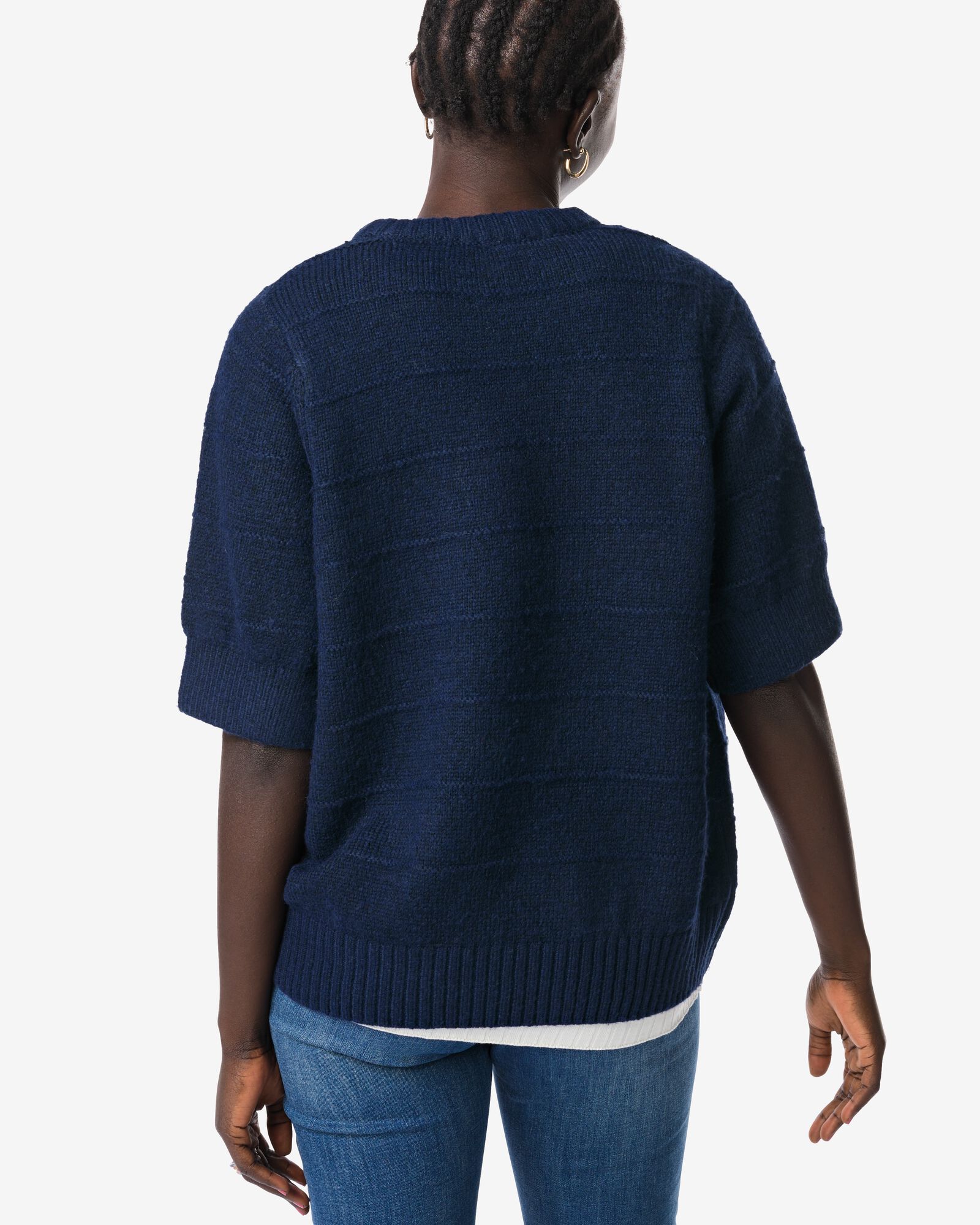 damestrui Fyra gebreid  donkerblauw - 36207240DARKBLUE - HEMA